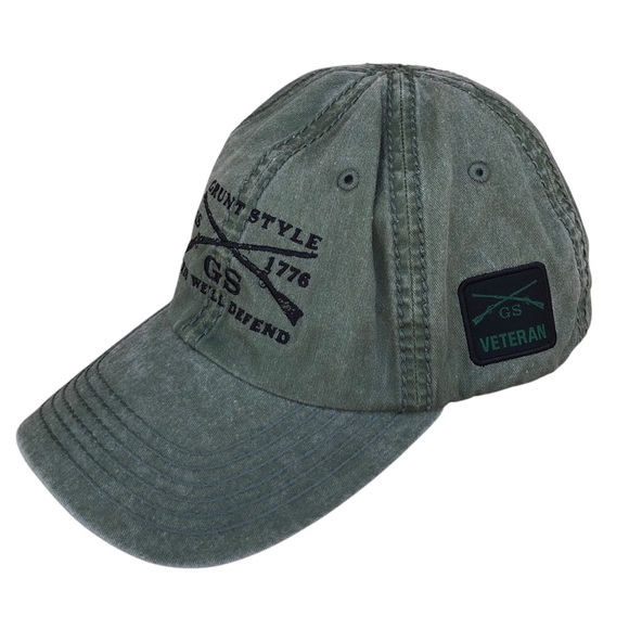 Grunt Style Men's Green Wash Distress Embroidery Adjustable Snap Back Hat - Picture 1 of 11